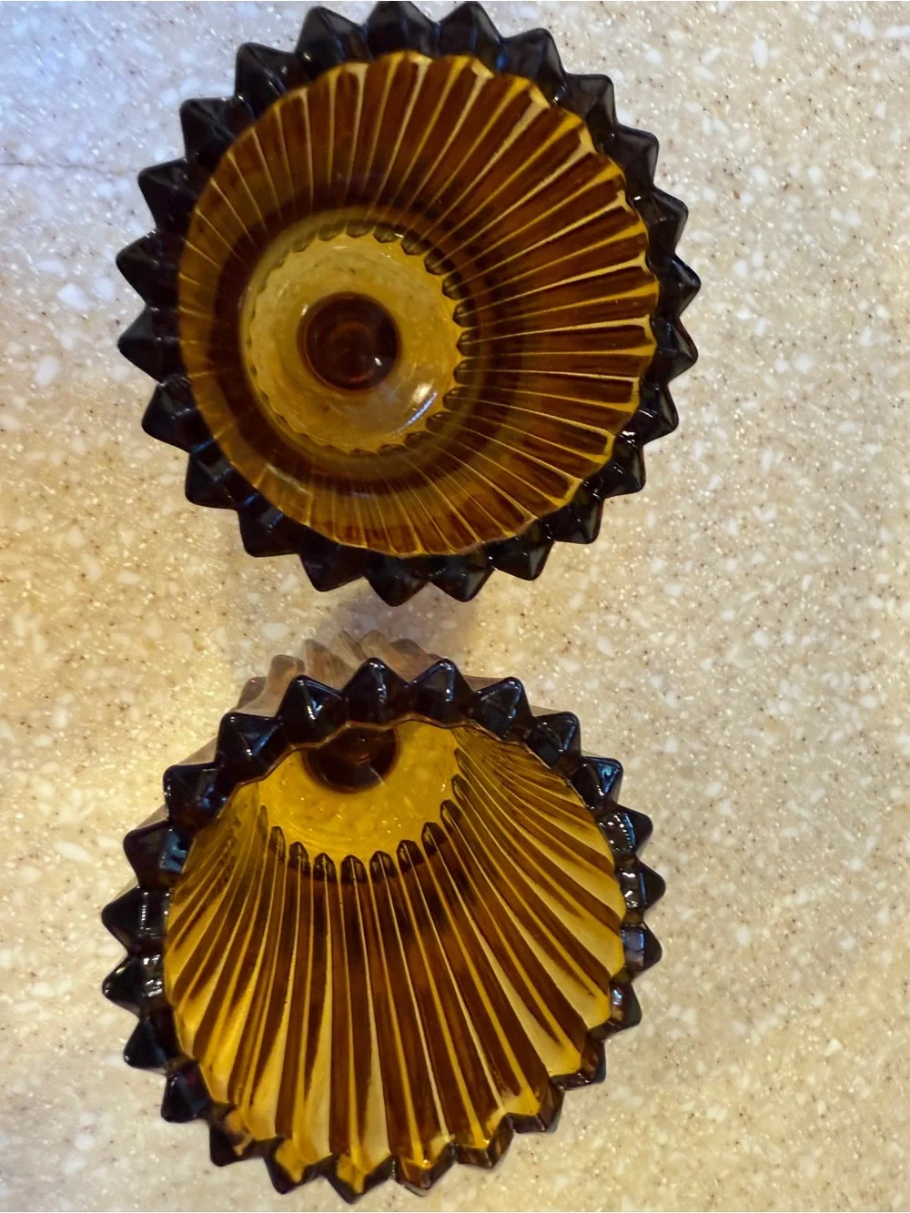 Vintage Amber Glass votive candle holders